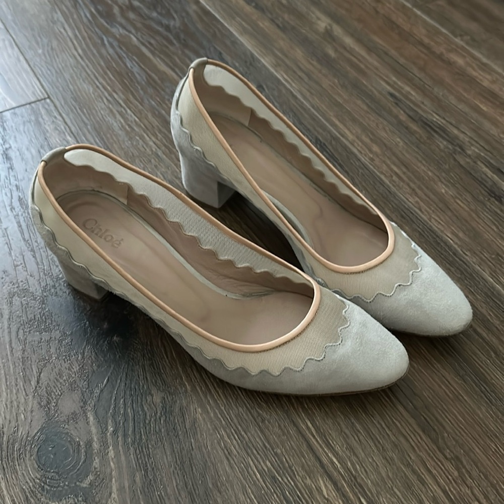Chloe mesh/suede scallop edge *rare*